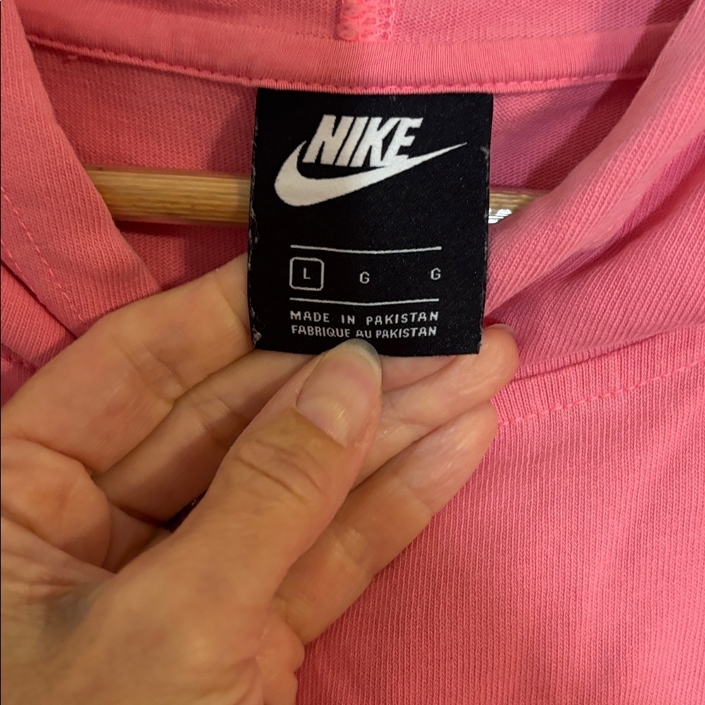 Nike Pullover Pink Hoodie, cotton, Large - Picture 7 of 8